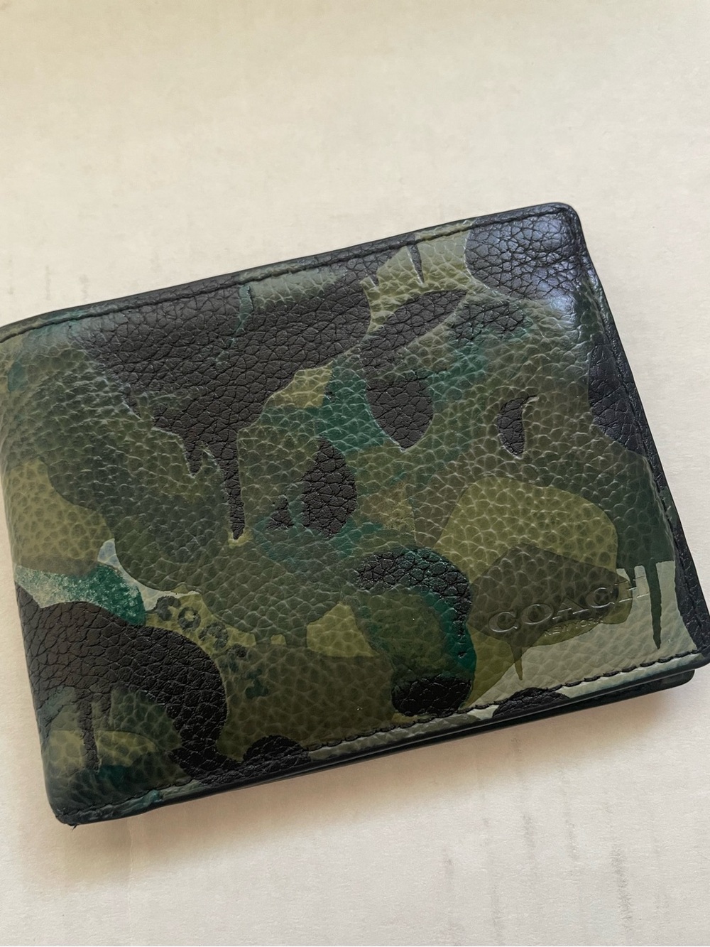 COACH bifold camo camouflage print mens wallet pre loved